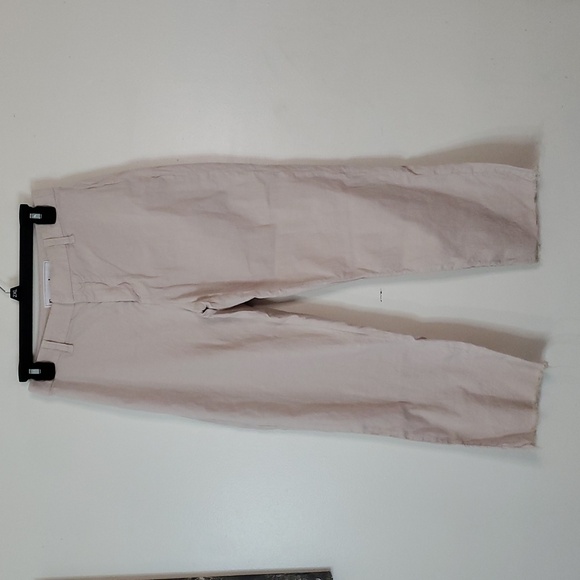 Frank & Eileen Kinsale Trouser Pants Size 6 Cement Raw Hems Cotton Flax Stretch - Picture 2 of 12